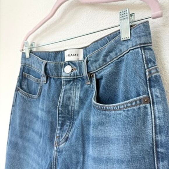 FRAME Le High Straight Jeans Patchwork Denim Blue Washed Modern Size 30 - Picture 3 of 8